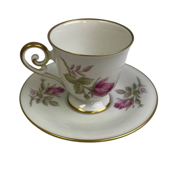 Vintage Hackefors Porslin Sweden Rosebud Saucer Cup Porcelain Teacup Set - Picture 1 of 6